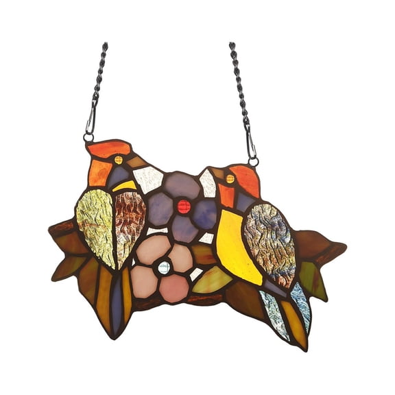 Lighting WREN Animal Tiffany-glass Window Panel 9" Wide