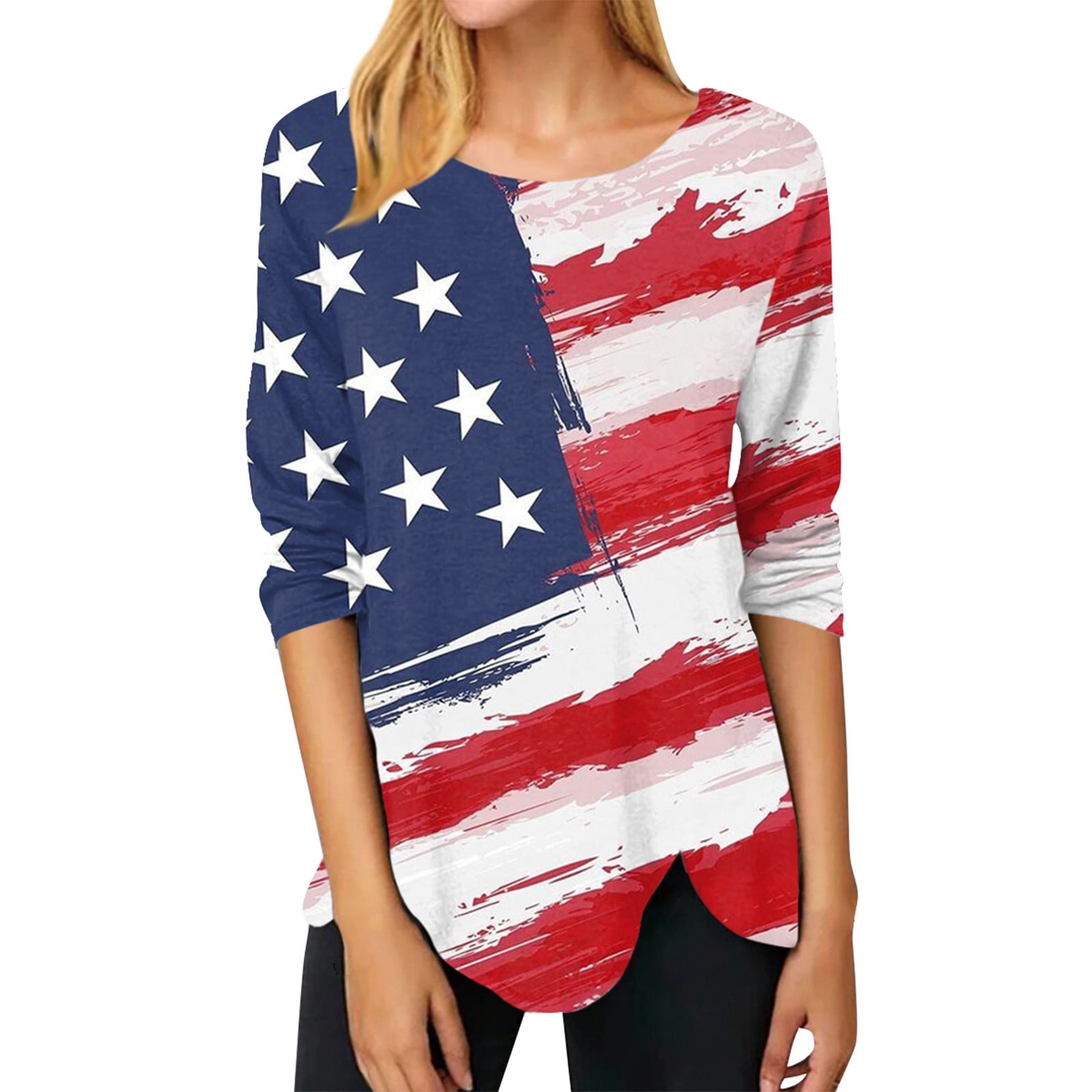 Women's American Flag T-Shirt – 4th Of July Patriotic Graphic Tee | Cotton Blend