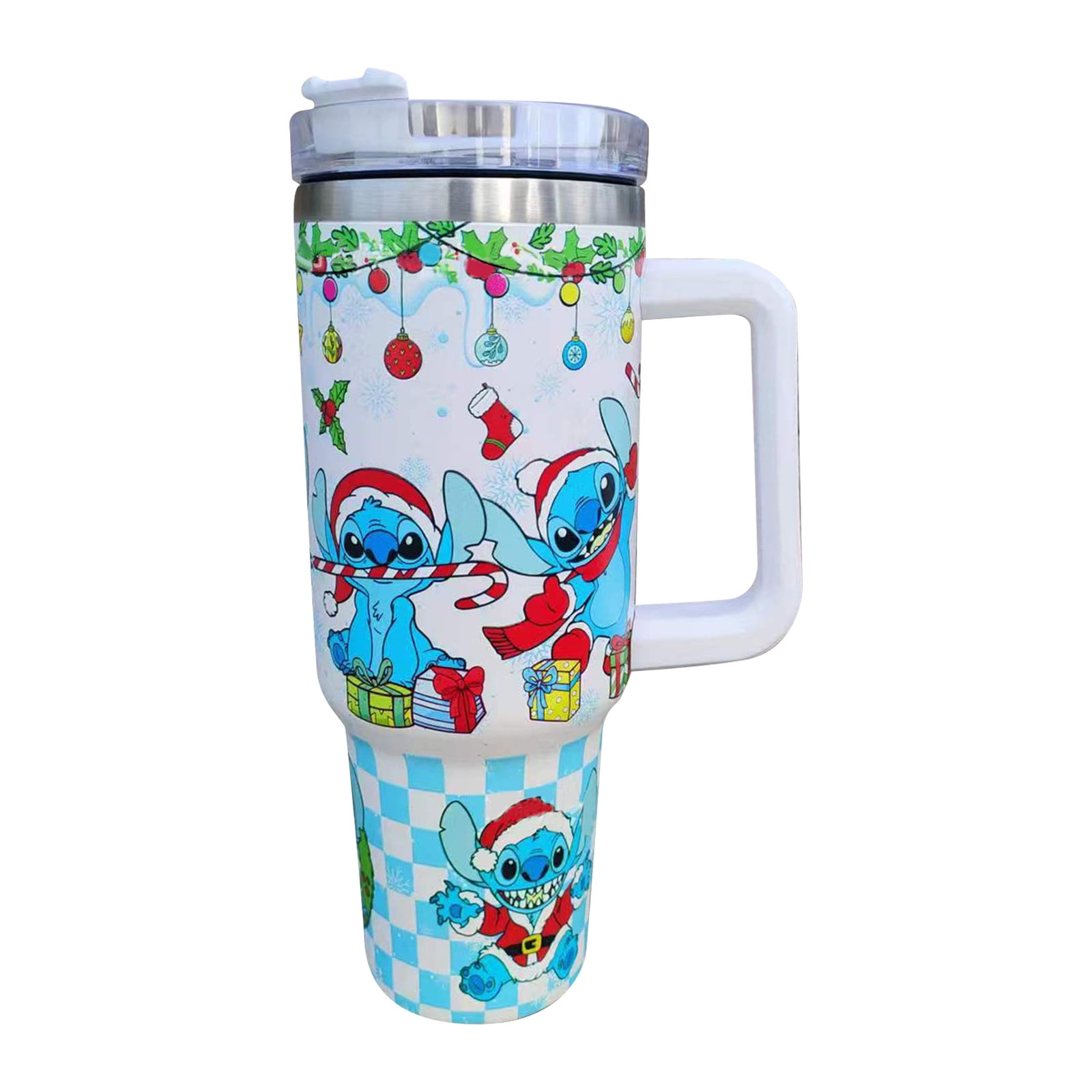 Stitch Stanley Cup 40Oz Christmas Disney Lilo And Stitch Stainless Steel  Tumbler Cartoon Grinch Mode On 40 Oz Travel Cup With Handle Xmas Gift For  Family - Laughinks