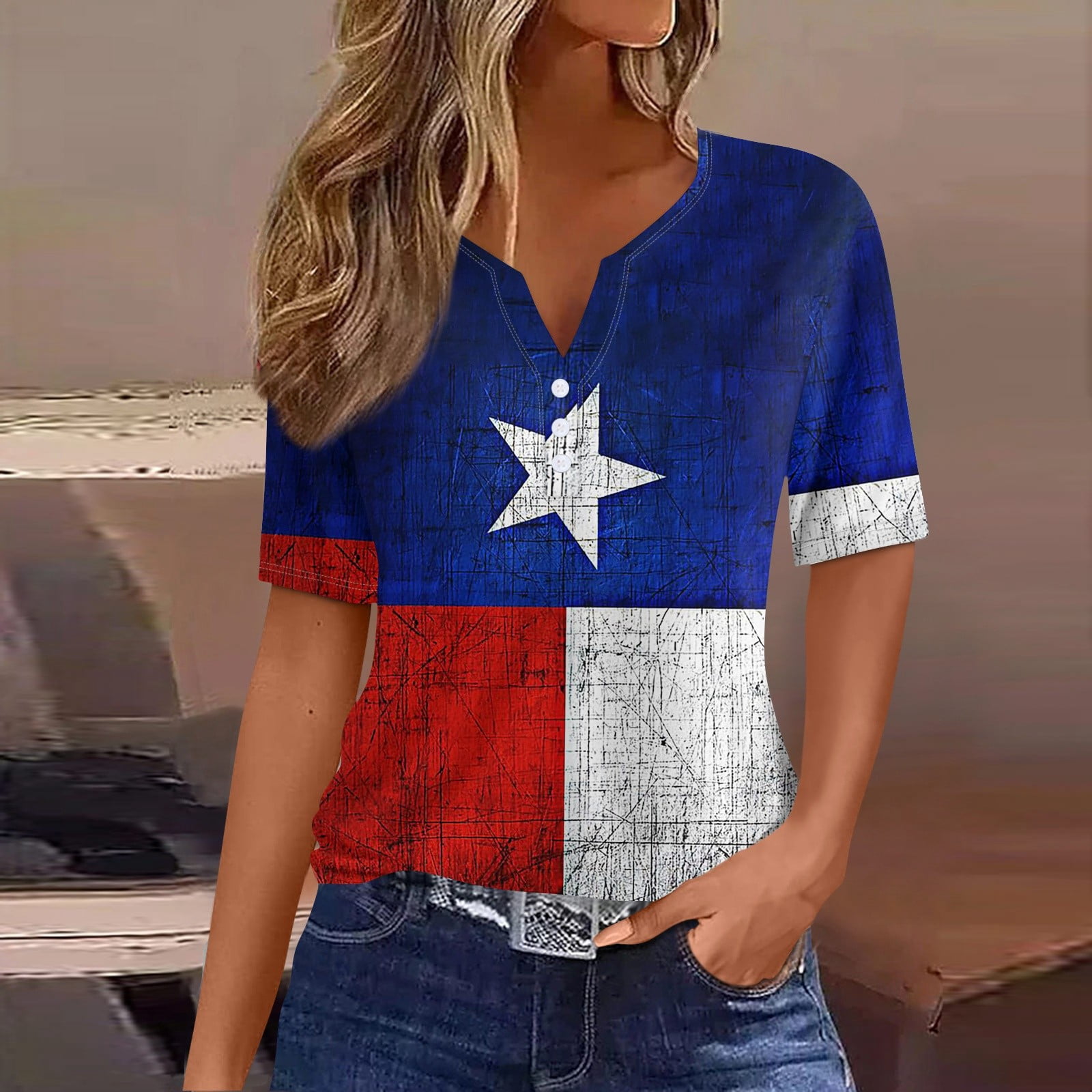 GRAJTCIN Men's Mardi Gras Print Short Sleeve Button-Down Shirt - Patriotic American Flag Shirt For 4th Of July