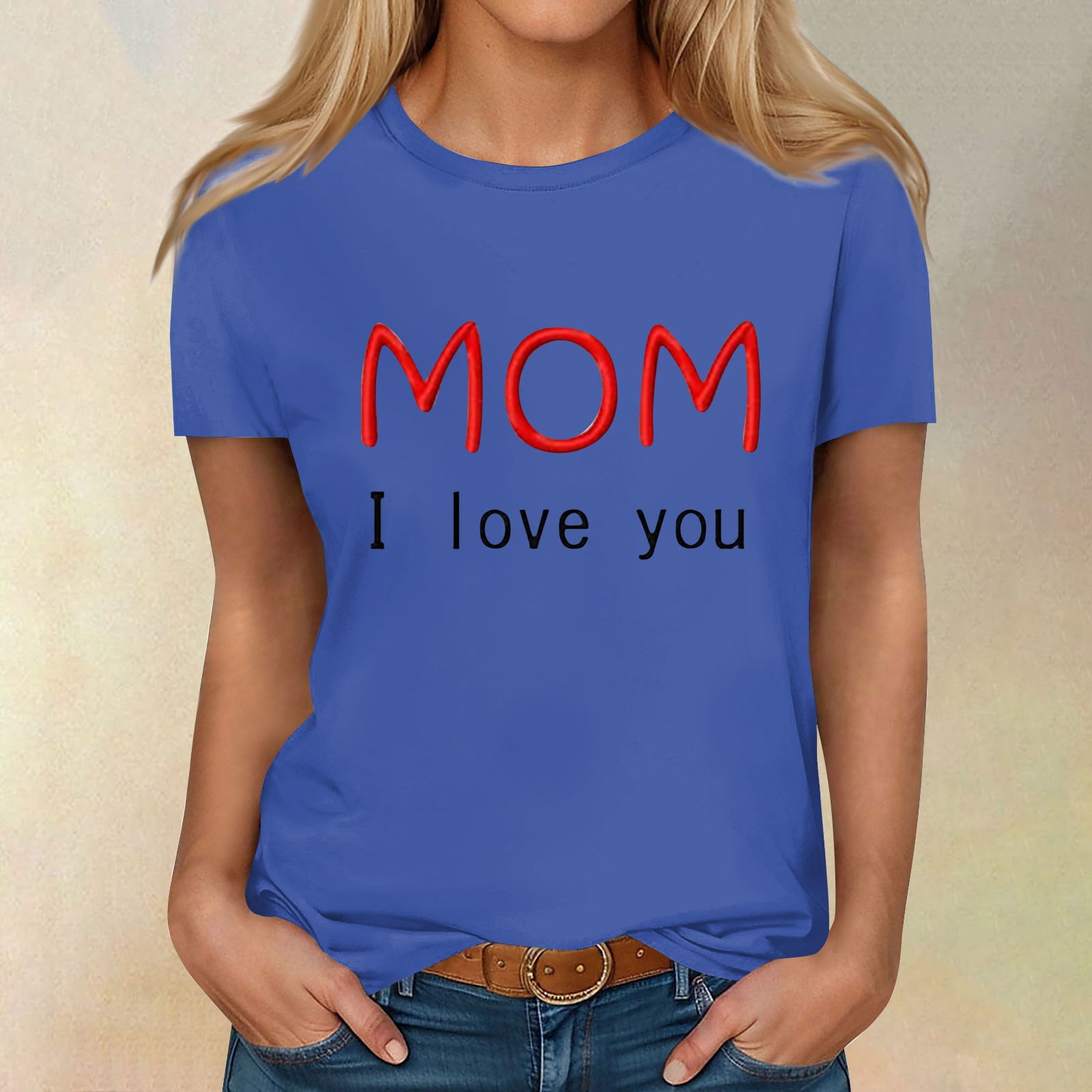 Women's Funny Mom Life Leopard Lips Graphic T-Shirt – Cute Letter Print Tee, Pink, Sizes S-2XL - View #11