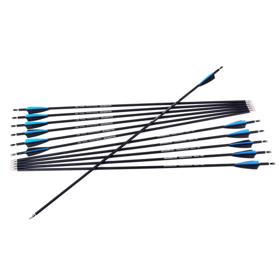 Surwolf Archery 30" Carbon Arrows Compound Bow Recurve Arrows Spine 500 Blue/Black (12 Pack)