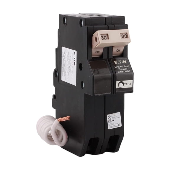 CHN230GF 30 Amp Double Pole GFCI Ground Fault Circuit Breaker, Pigtail Neutral, 240V, 10kAIC, UL Listed (1)