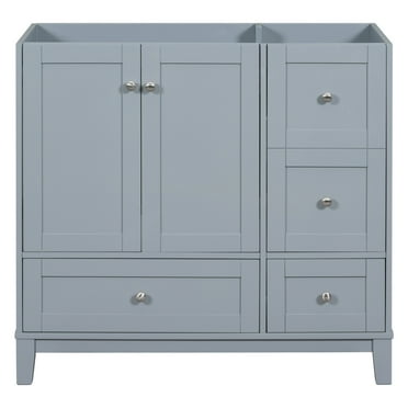CHNGQANW [Cabinet Only] 36” Bathroom Vanity-Grey Blue(Sink not included)