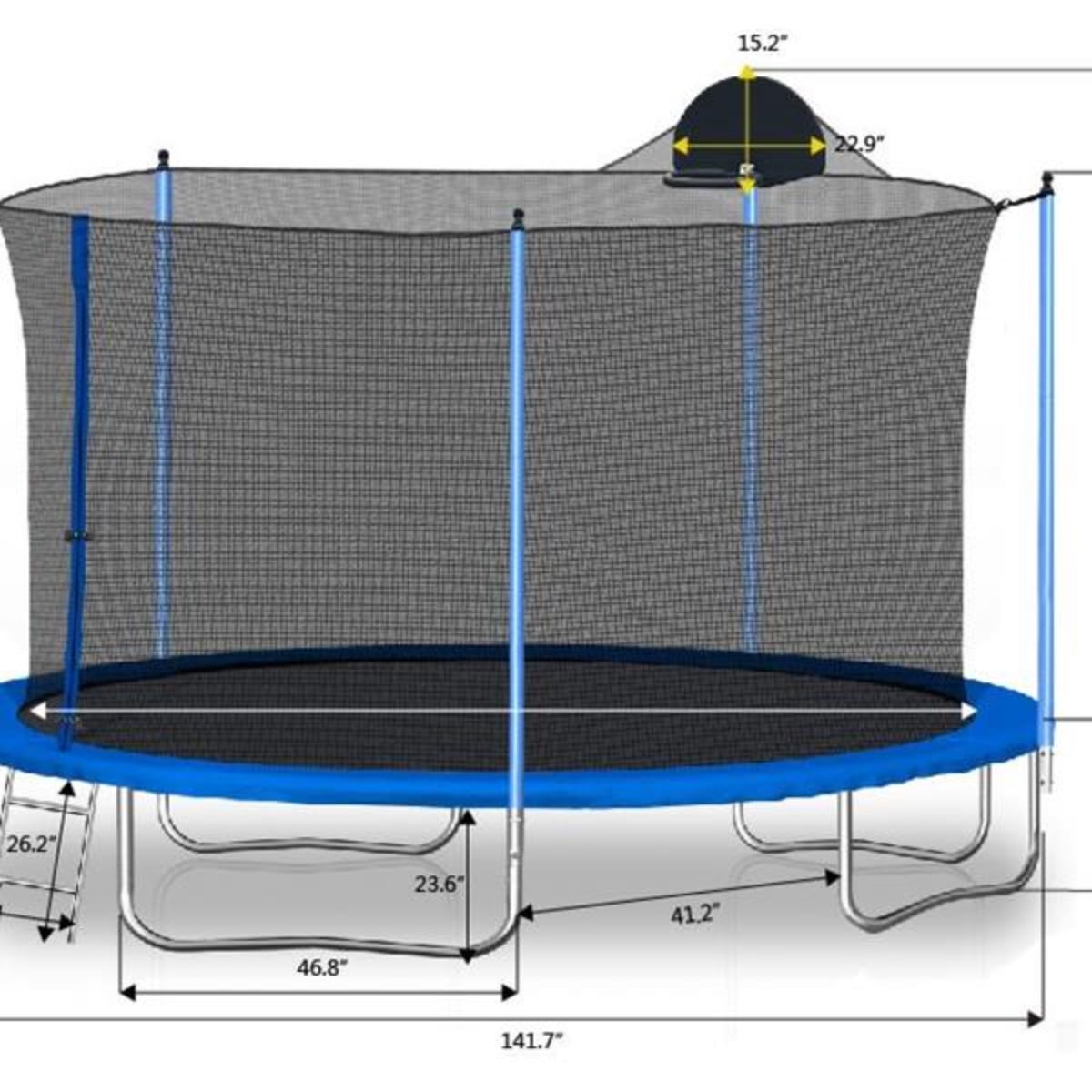 CHNGQN 12FT Trampoline for Adults & Kids with Basketball Hoop Outdoor
