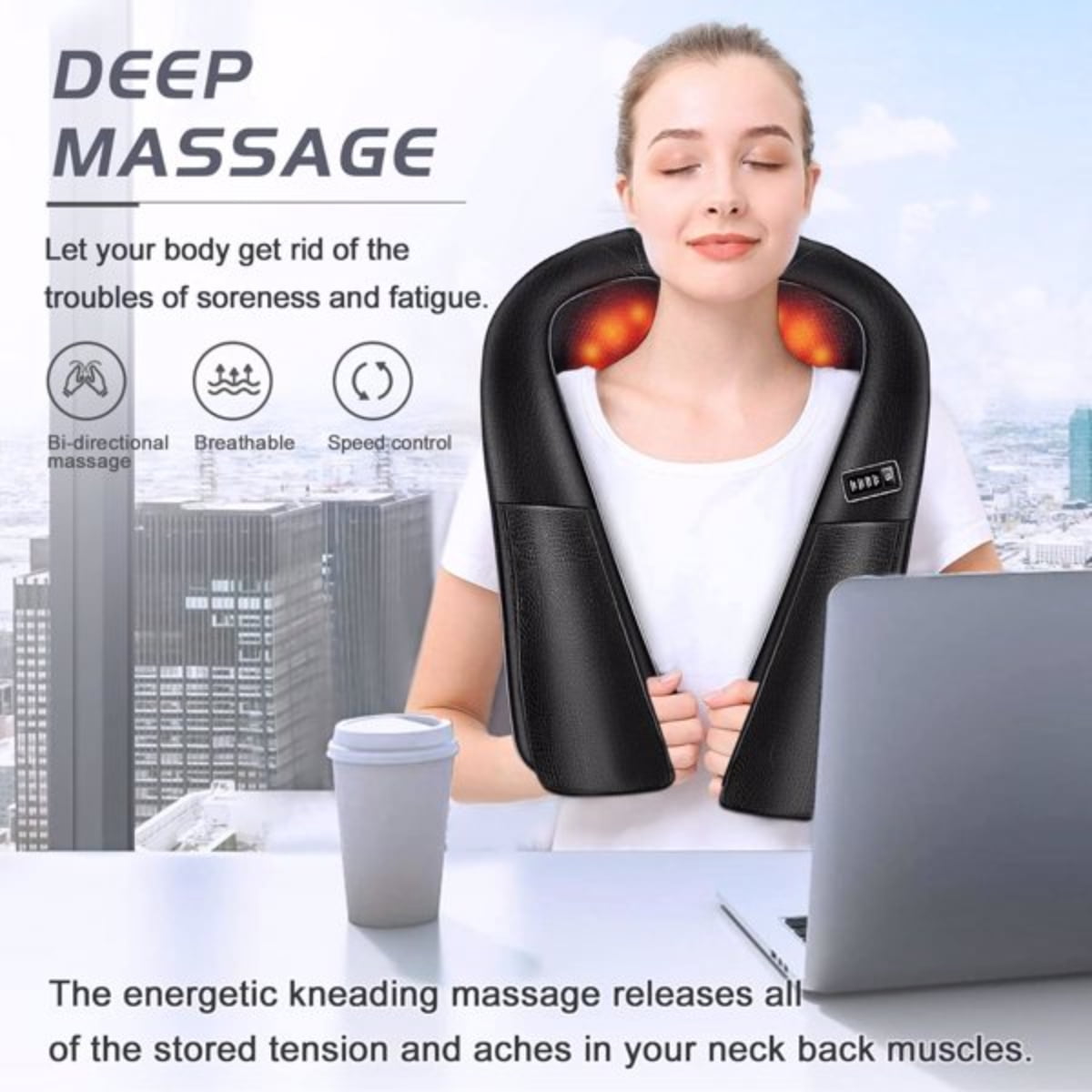 CHNGQN Neck and Back Massager with Heat Electric Deep Tissue Kneading