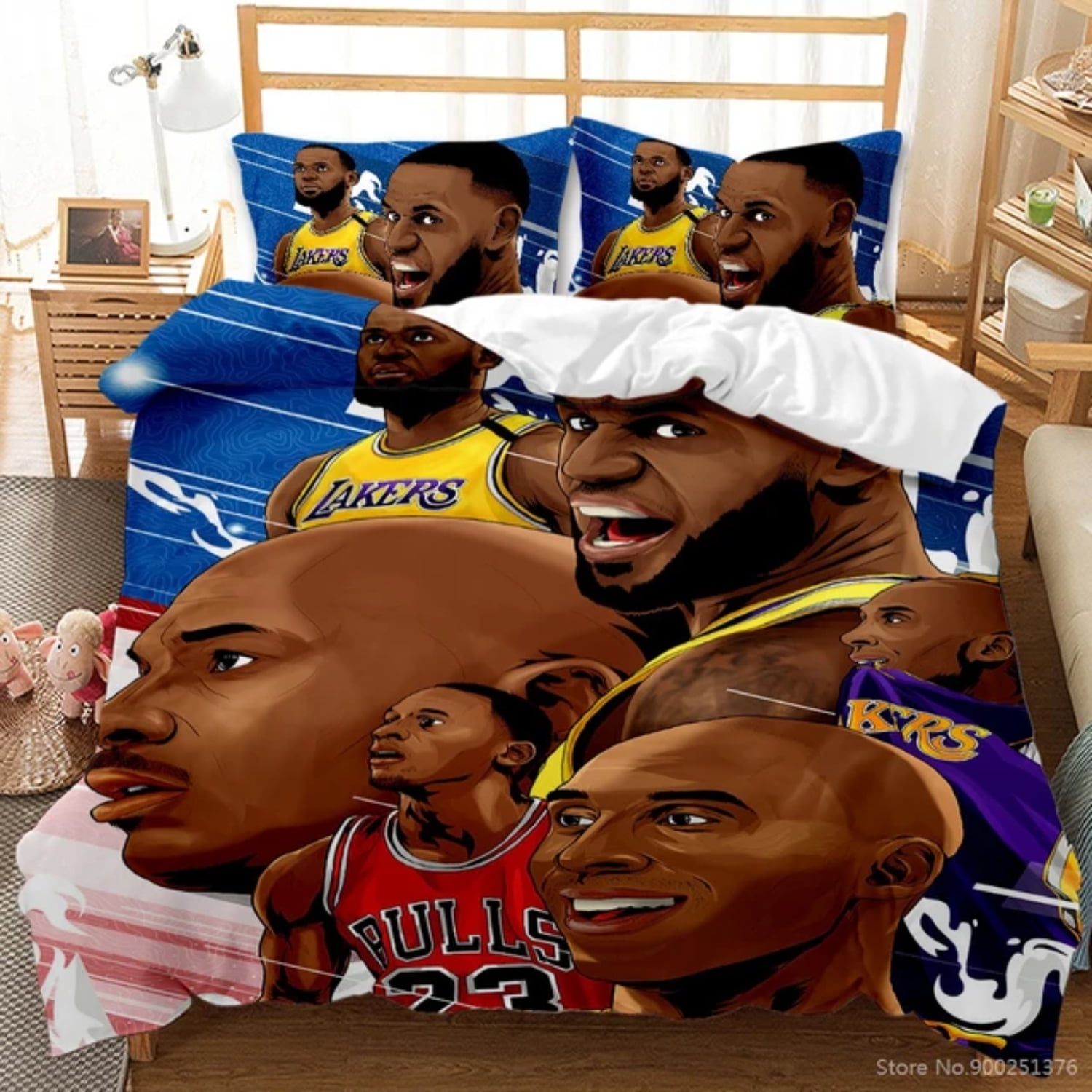 CHNGSNG Comfortable and Stylish 3D Basketball Printed Bedding Set Duvet