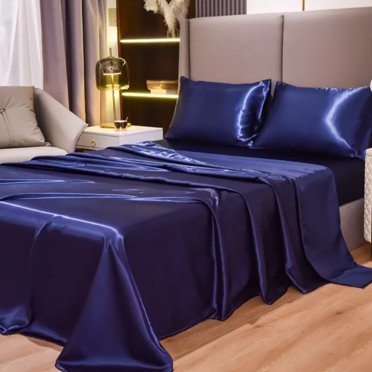 ANMINY Satin Sheets Queen Silk Sheets Gold Leopard Bed Sheet Set Deep ...