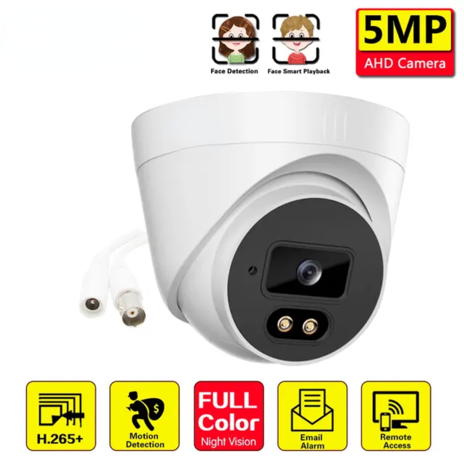 CHNGTO 5MP Wired CCTV Indoor Security Camera with Face Detection for ...