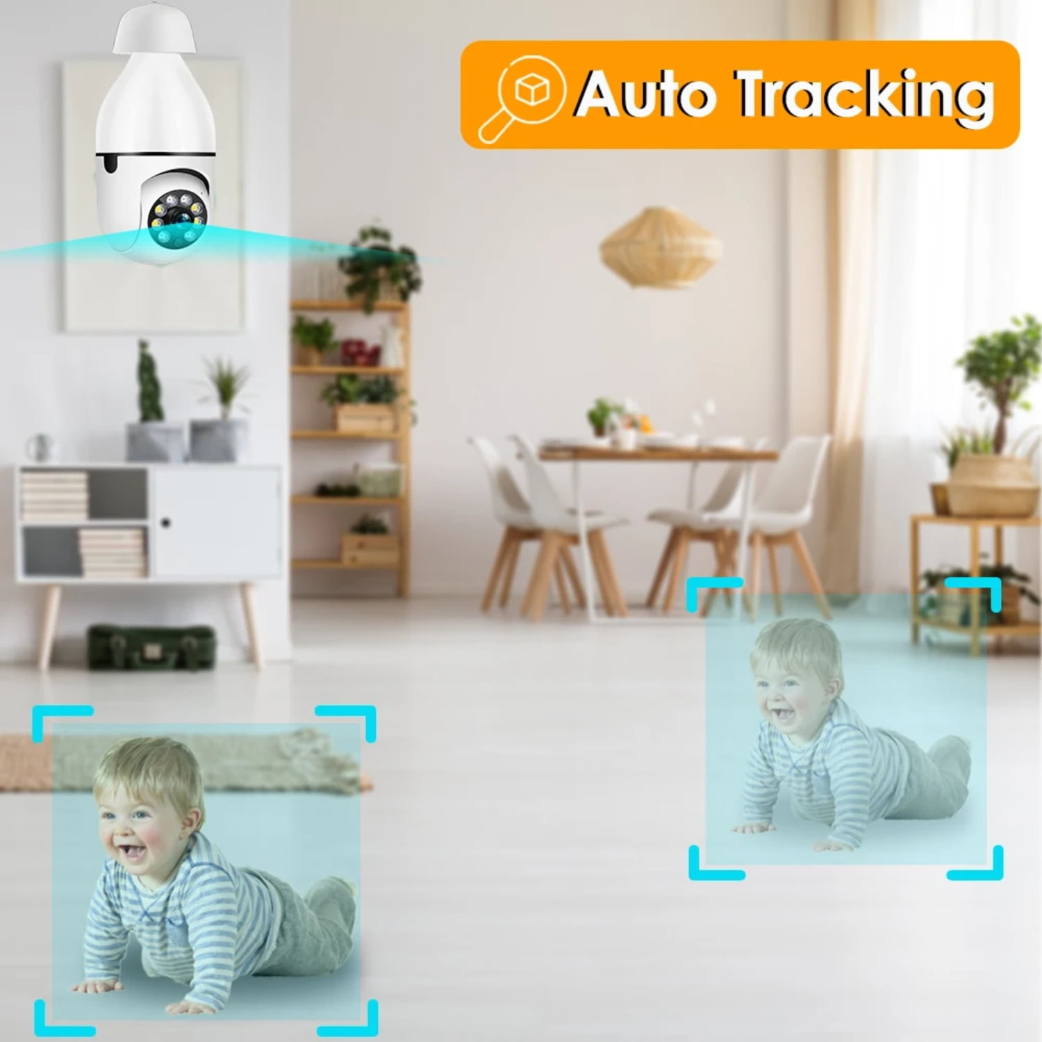 CHNGTO Ultimate WiFi Baby Monitor 3 Pack E27 Wireless Bulb Camera Top
