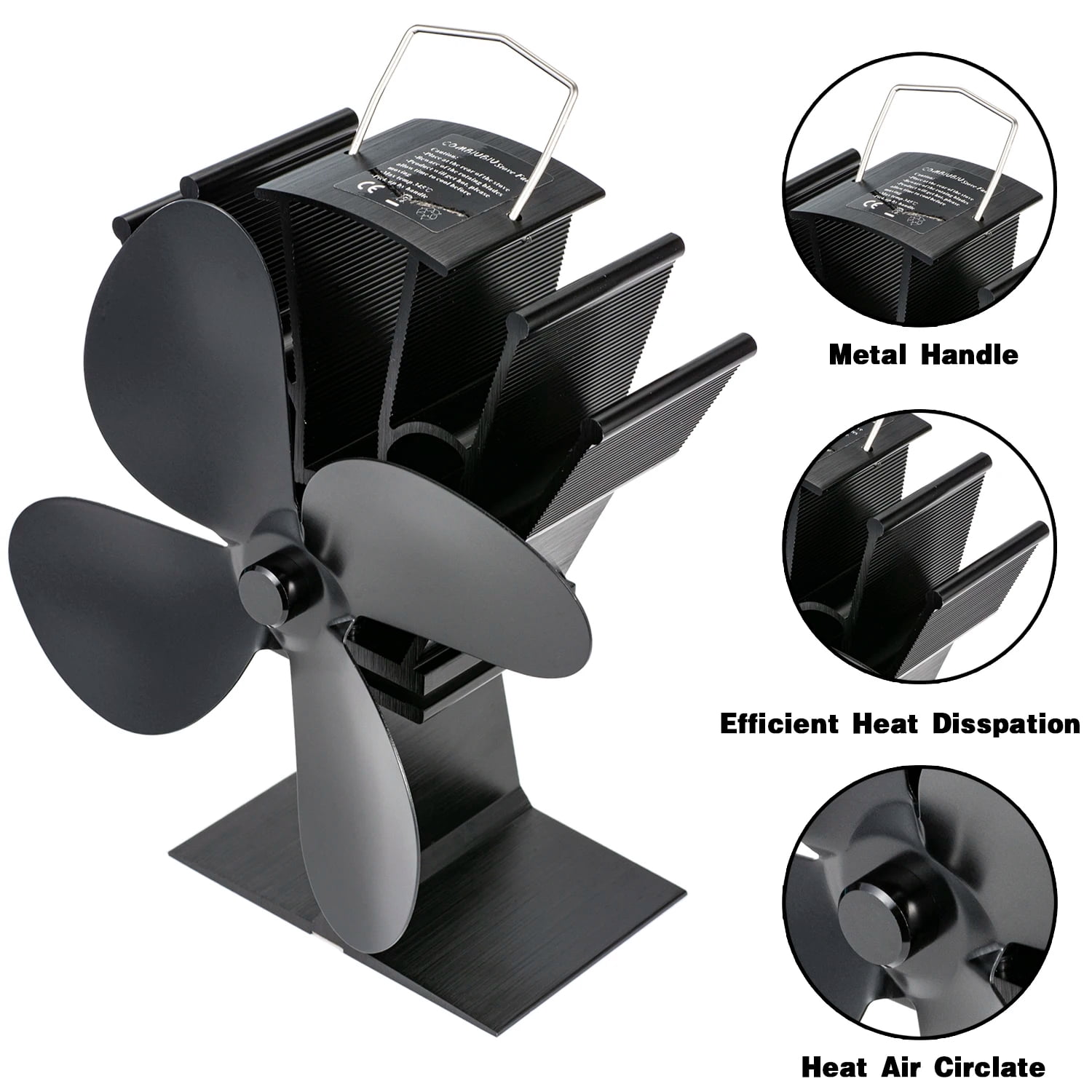 CHNGXJC Efficient 4 Blade Quiet Eco Friendly Heat Powered Stove Fan for ...