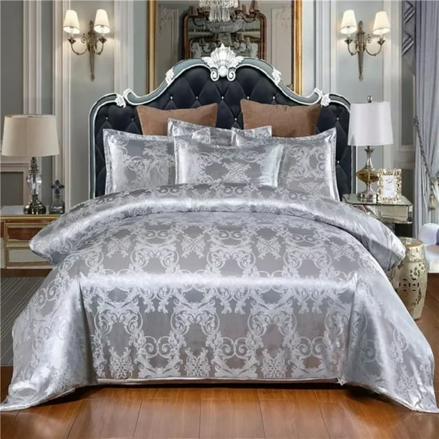 CHNGYDZ Luxurious European Satin Jacquard High End Wedding Bedding Set