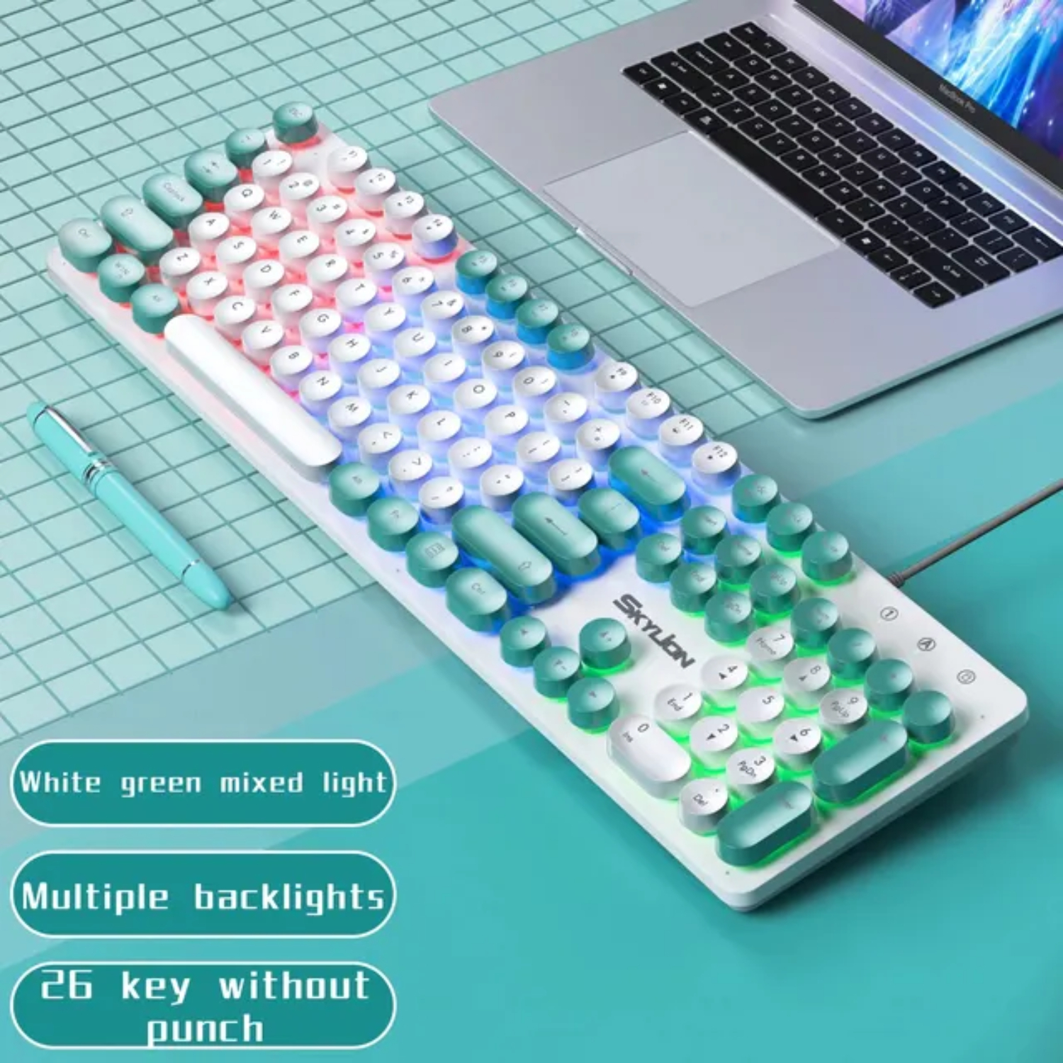Colorful Keyboard For Infints CHNGYJC Colorful Lighting H300 Wired Membrane Keyboard with 104 Keys ...