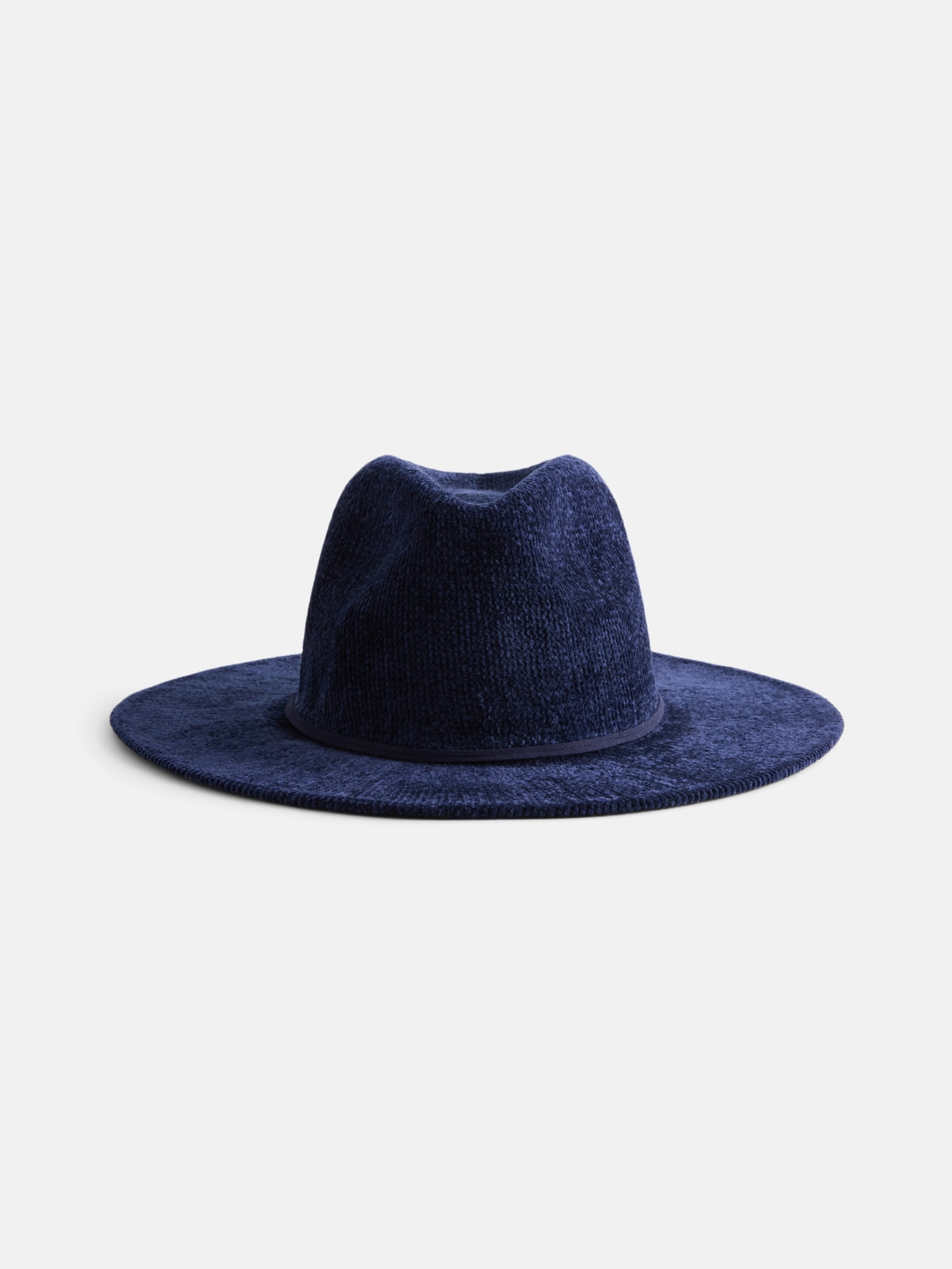 Time and Tru Women's Chenille Fedora with Trim, Navy