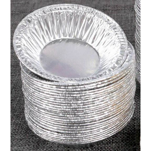 CHNLOJ 200 Pieces Disposable Round Aluminum Foil Tray Containers, Tin Foil Trays, Aluminum Foil Muffin Molds, Tray Cakes, Cake Tins, Small Aluminum Foil Cake Pans and Cake Foils, Pastry Mold Cups