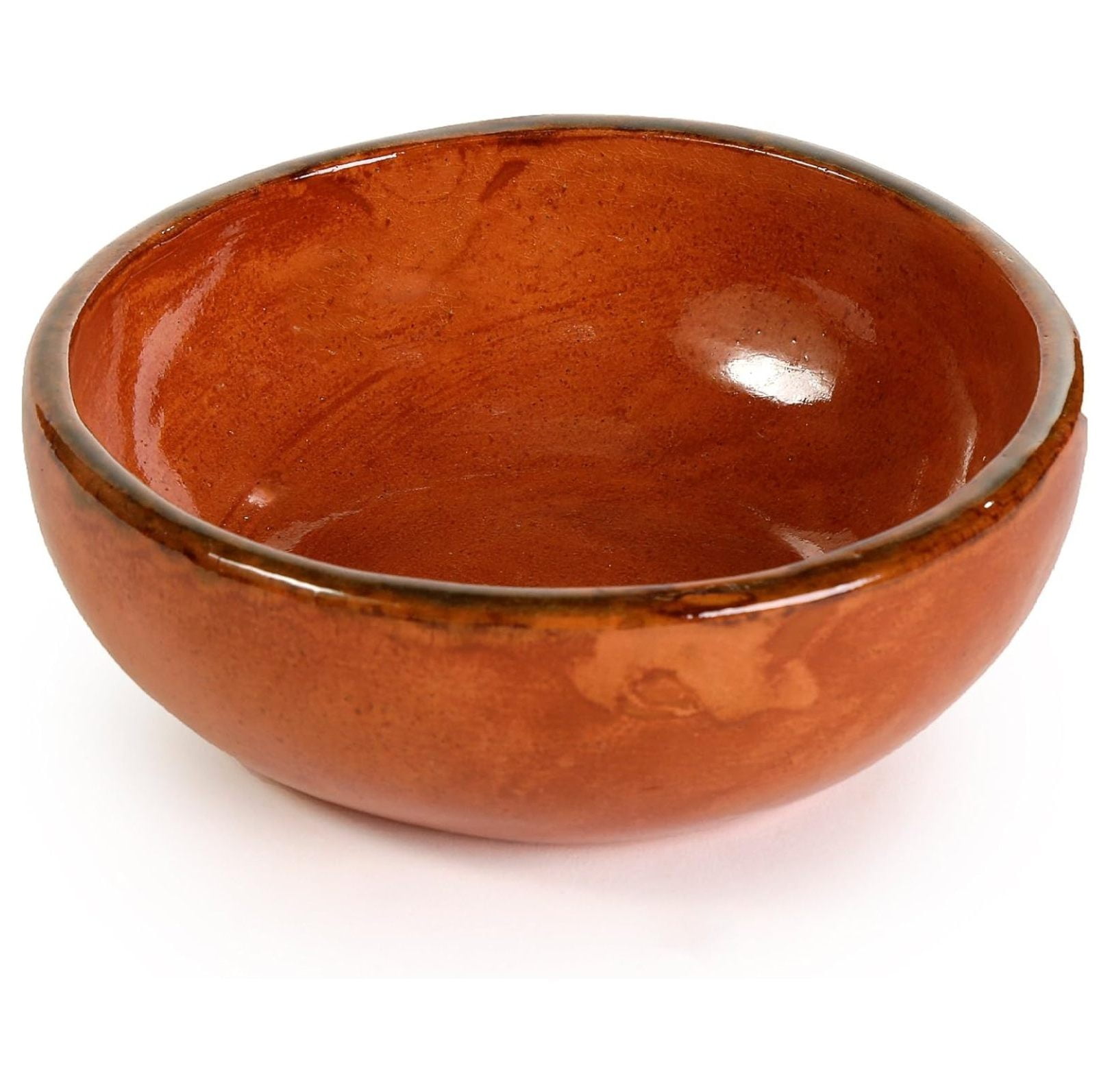 Handmade Terracotta Clay Soup Bowl with Green Rim, 20 Ounces