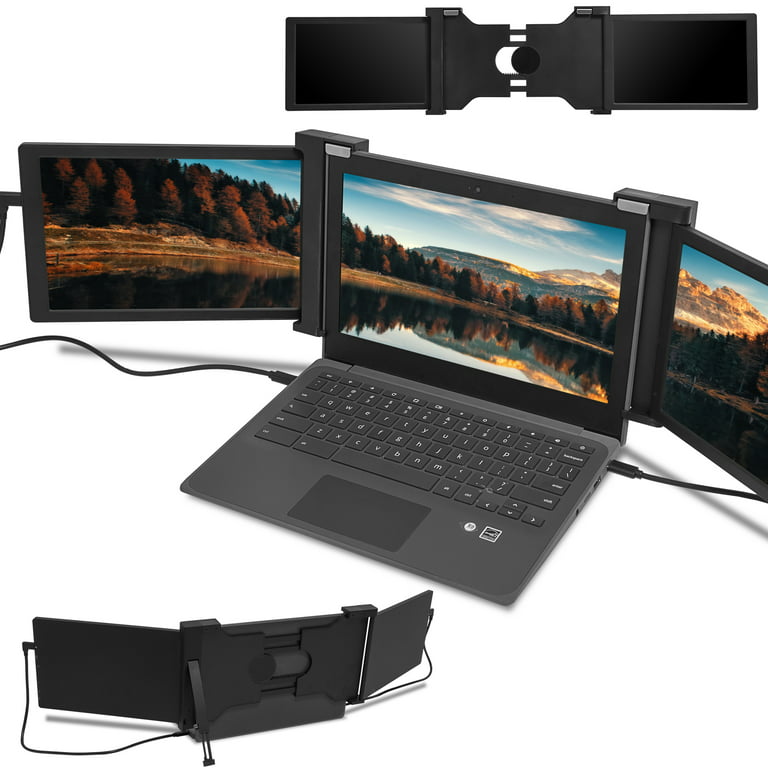 Portable Triple-screen Monitor Laptop Expansion Screen 1366*768 Resolution  Easy Installation for 11.6-14.6