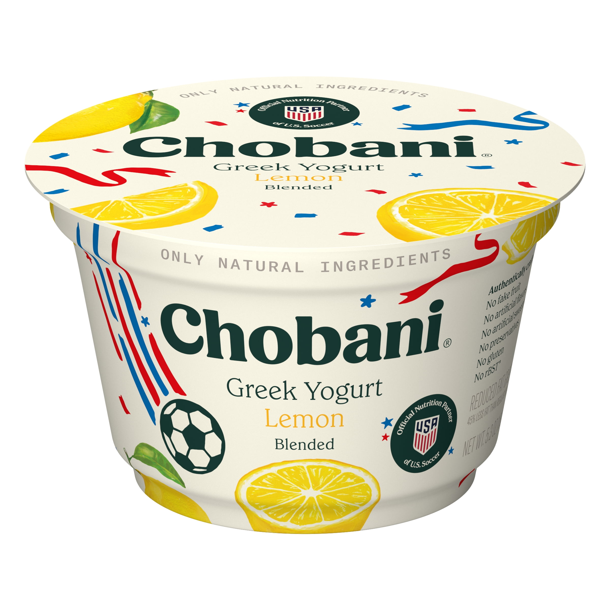 Chobani Low-Fat Greek Yogurt Lemon Blended 5.3 oz Cup