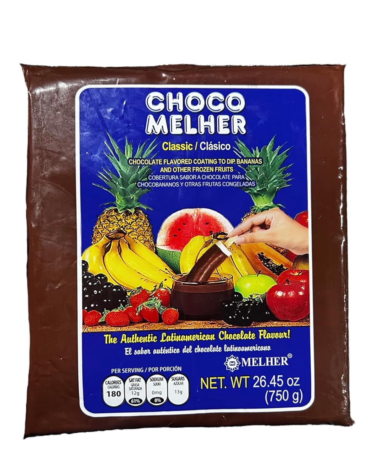 CHOCO MELHER CLASSIC CHOCOLATE FLAVORED COATING TOP DID BANANAS AND