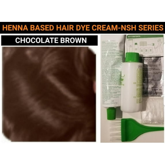 CHOCOLATE BROWN HENNA HAIR DYE CREAM-COLOR GRAY HAIR IN MINUTES-NSH SERIES-1 KIT