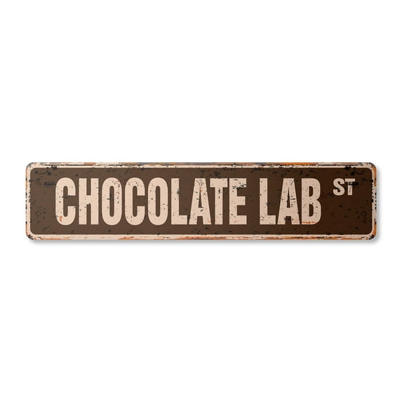 CHOCOLATE LAB Vintage Plastic Street Sign dog pet labrador novelty purebred | Indoor/Outdoor | 36" Wide