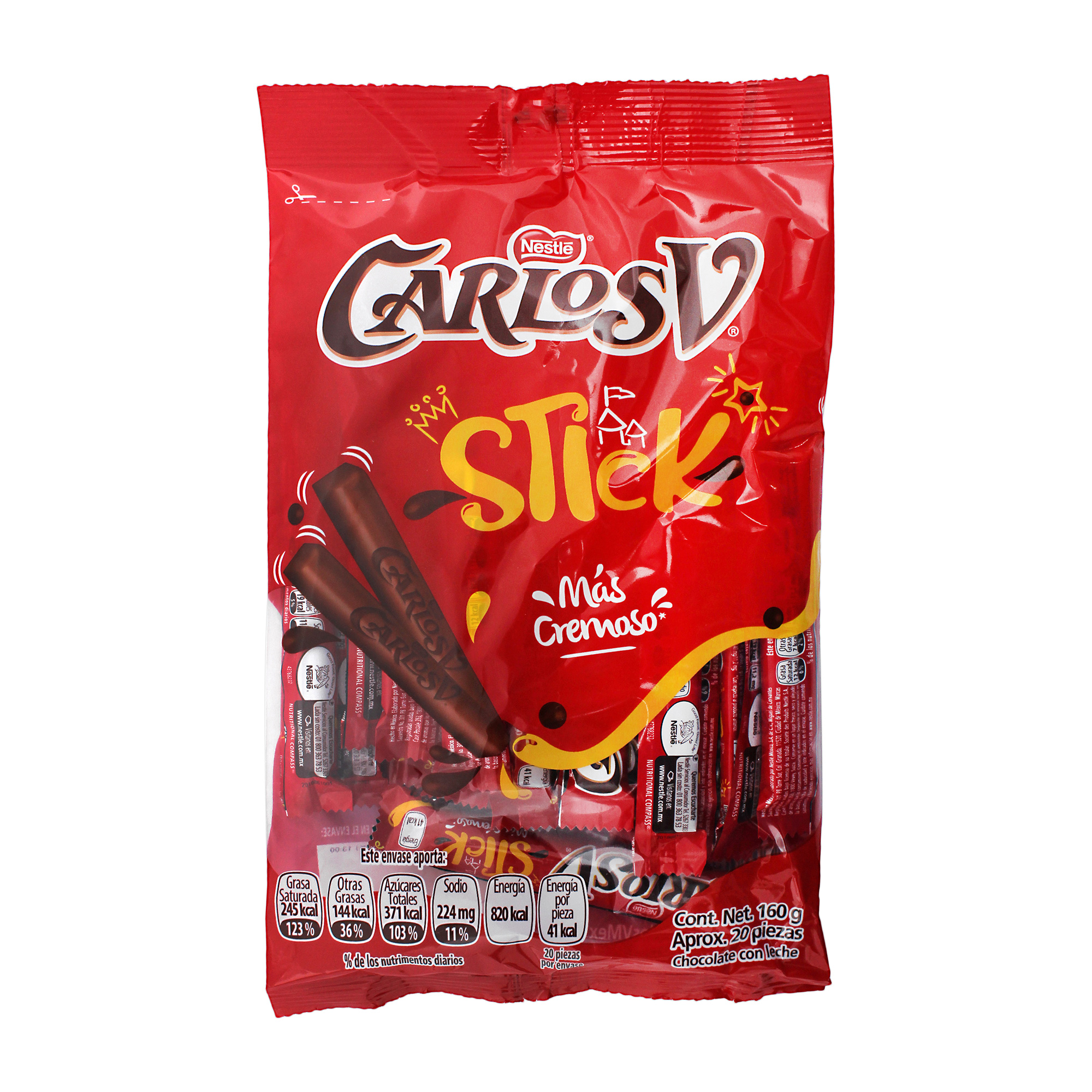 CHOCOLATE NESTLE CARLOS V STICK CON LECHE 160 GRAM GRM