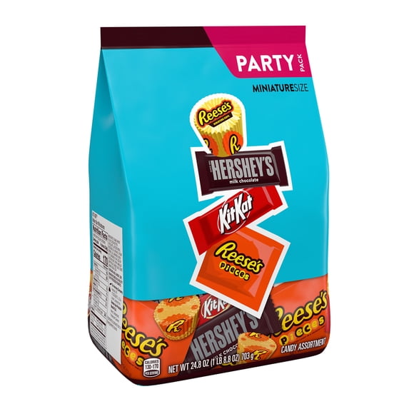 HERSHEY'S, KIT KAT and REESE'S Miniatures Assorted Flavored Candy Party Pack, 24.8 oz