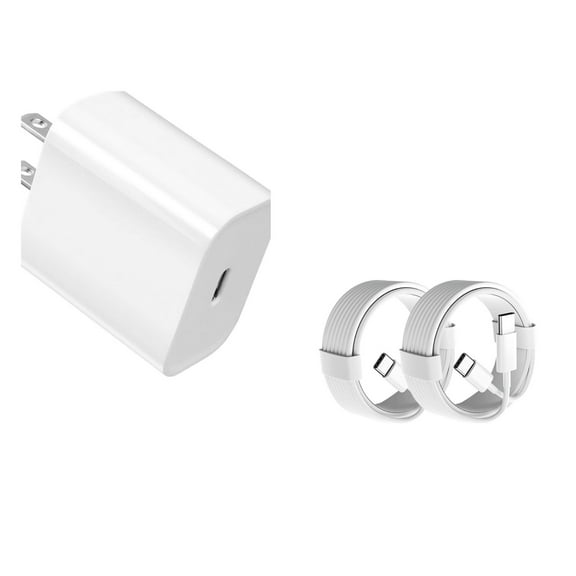 CHOETECH 20W USB-C PD ADAPTER WITH TWO PACK OF USB-C TO USB-C TYPE C CABLES 1M