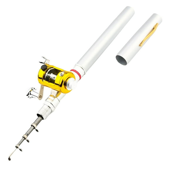 MixMart 1M Pen Fishing Rod with Spinning Reel Heavy Duty Aluminum Alloy Mini Pocket Telescopic Short Fishing Pole River Lake Reservoir Ice Fishing Rod Fishing Accessories