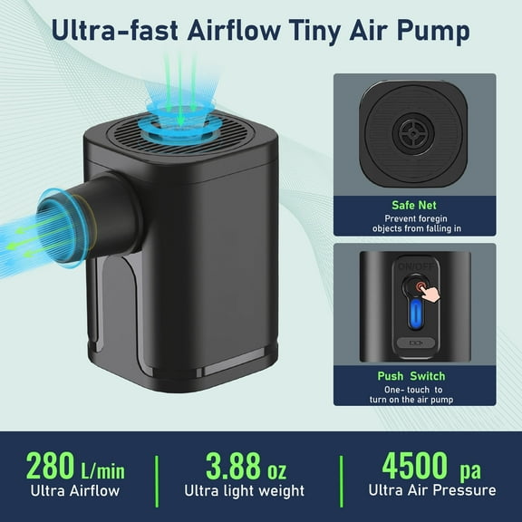 MixMart Electric Air Pump for Inflatables, Portable USB Rechargeable Mini Pumps for Air Bed Mattress Swimming Ring, Pool Floats Toy, Vacuum Bags