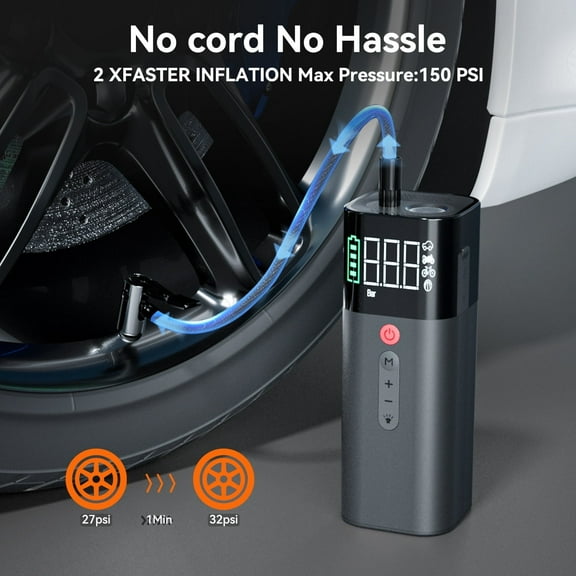 MixMart Portable Air Compressor,Wireless Powerful Tire Inflator,Ideal for Car Accessories
