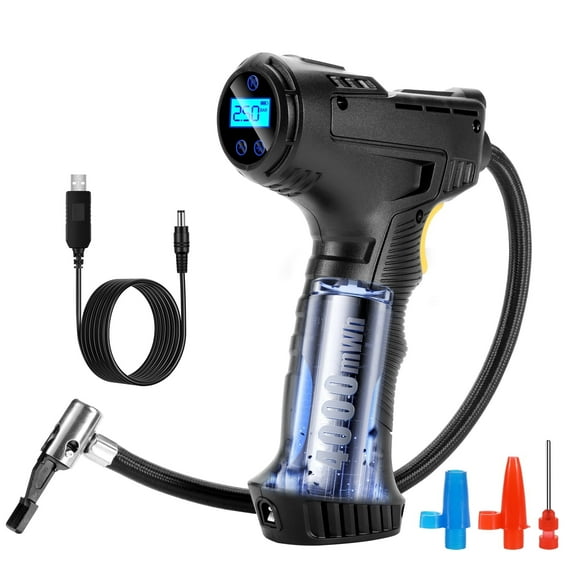 MixMart Portable Handheld Air Pump for Tires with Digital Pressure Gauge,12V Rechargeable Battery Powered