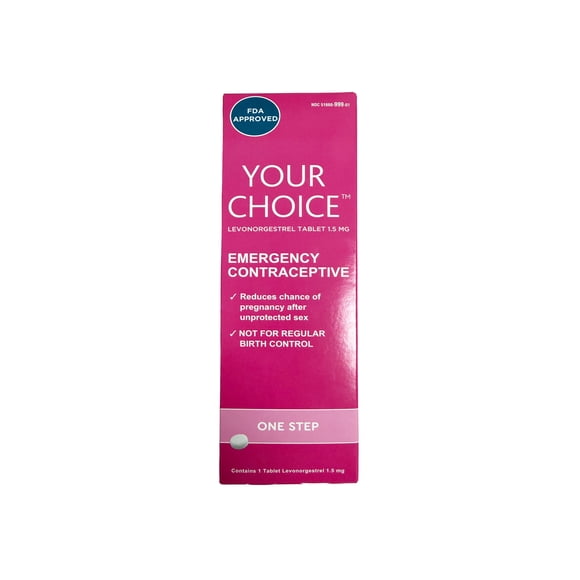 YOUR CHOICE Emergency Contraceptive Pill  OneStep Levonorgestrel Tablet 1.5mg  Reduces Chance of Pregnancy After Unprotected Intercourse  Single Dose Backup Contraception