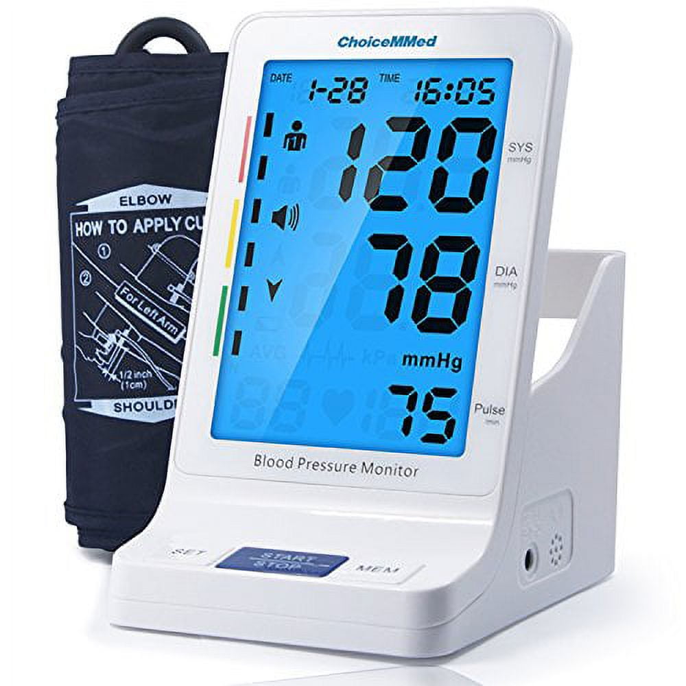 HOMIEE Blood Pressure Monitor with AC Adapter, 4 Large LCD Display Digital  BP Machine, 9-17 Large Arm Cuff Blood Pressure Monitor with AFIB