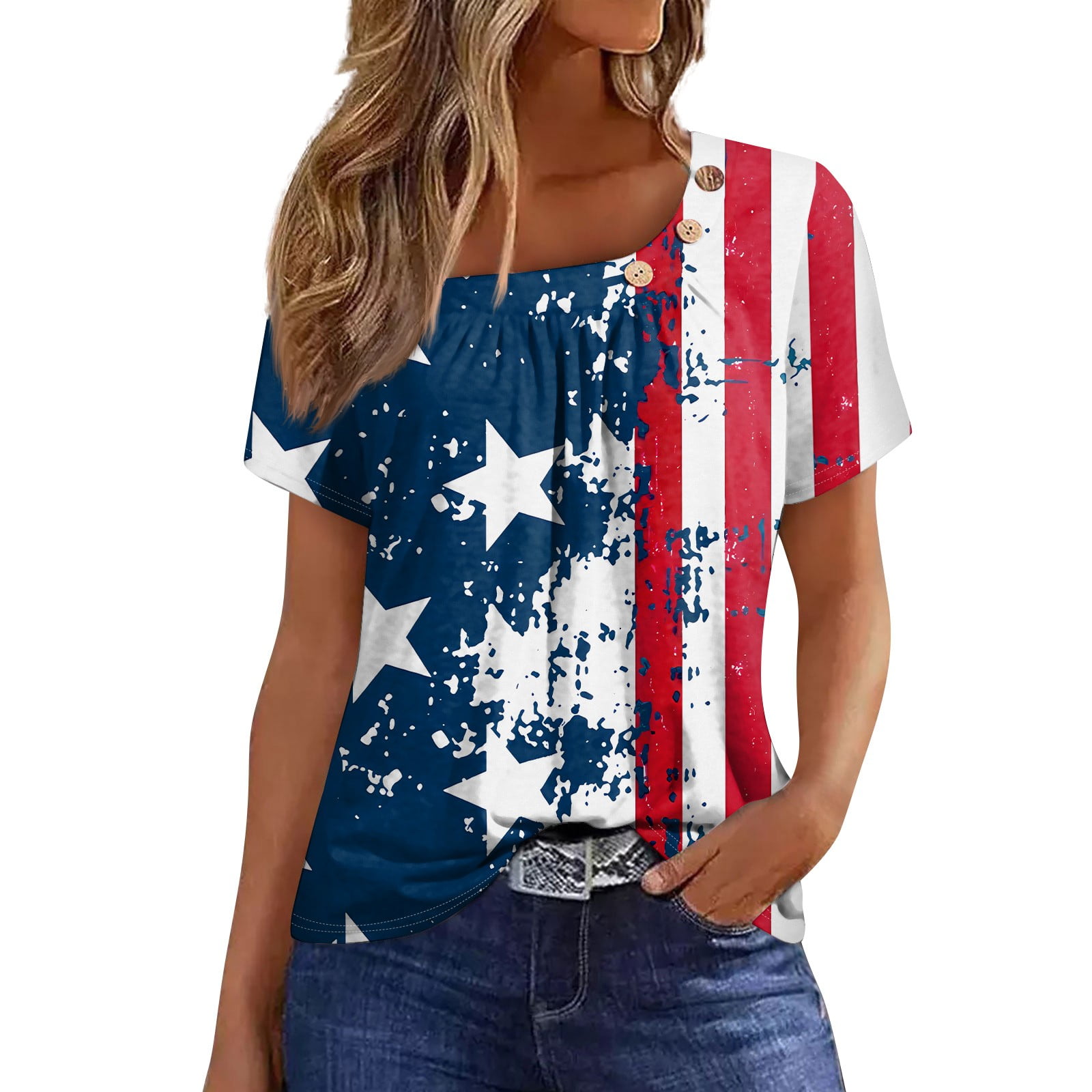 CHOII 2024 Independence Day New Print Summer Tops For Women Print For ...