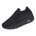thumbnail image 1 of CHOII Clearance Women's Woven Breathable Foam Mesh Shoes Walking Wear-Resistant Air-cushion Thick Sole Anti-slip Sneacker for Ladies C omfortable Running Shoes Casual Hiking Shoes,Black/7.5, 1 of 5