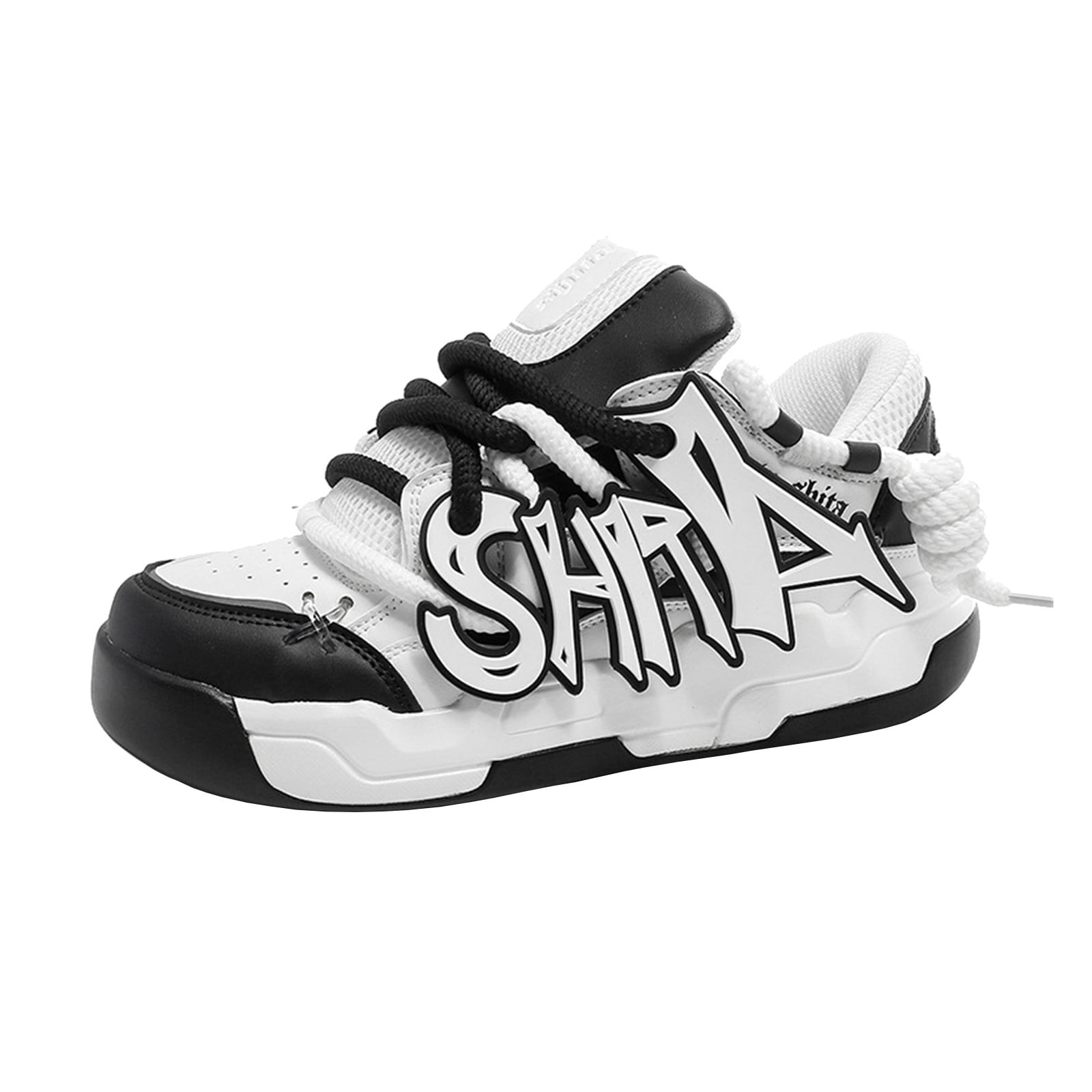 CHOII Fashion New Thick Sole Versatile Casual Non-slip Board Shoes Casual Hiking Shoes Lace-up Breathable Sneakers with "SHITA" label for Women and Men Clearance!,Black/6.5