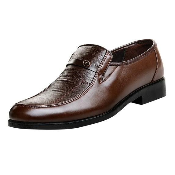 CHOII Mens Dress Shoes Leather Lined Slip On Loafers Good for Suit Jeans Fashion Comfort Business Round Head Wedge Oxfords for Men Clearance!,Brown/8.5