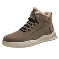thumbnail image 1 of CHOII Promotion! Autumn And Winter Men's Velvet Warm Cotton Shoes Outdoor Snow Boots Insulated Waterproof Fur Lined Booties High Top Shoes Outdoor Warm Mid Calf Thickened Flat Bottom Booties,Khaki/7.5, 1 of 9