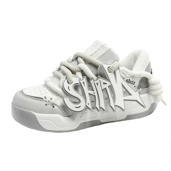 CHOII Promotion! Fashion New Thick Sole Versatile Casual Non-slip Board Shoes Casual Hiking Shoes Lace-up Breathable Sneakers with "SHITA" label for Women and Men,Gray/5.5