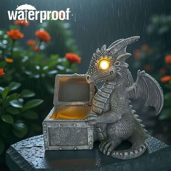 CHOII Solar Garden Statues Dragon Statue Figurine Lights for Outside,Garden Decor Yard Decorations Outdoor for Mom,Women Housewarming Birthday Gifts