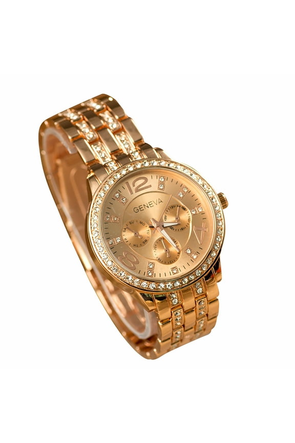 CHOII Watches on Sale Women Fashion Stainless Steel Band Analog Quartz Round Wrist Watch Watches Watches for Womens Exquisite,Elegant and Stylish Rose Gold