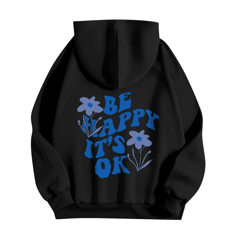 CHOII Womens Oversized Hoodies Fleece Sweatshirts Ice Cream Typeface Print  Long Sleeve Sweaters Pullover Fall Outfits with Pocket,Black/XL -  Walmart.com