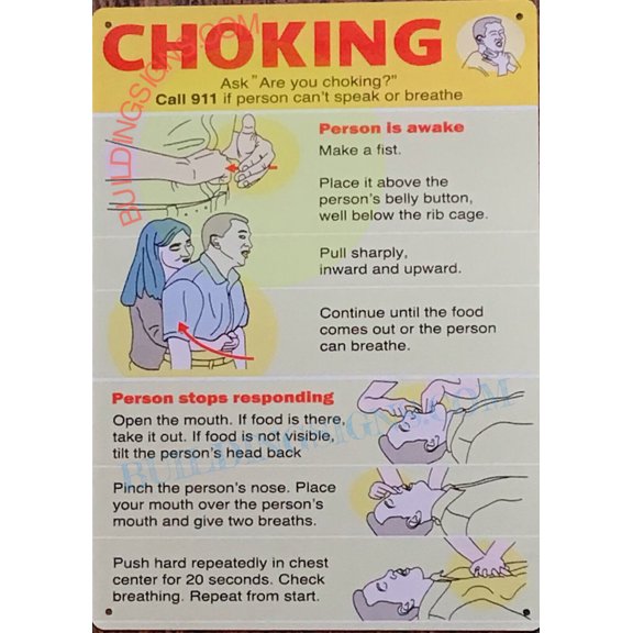 CHOKING POSTER SIGN(10X14,YELLOW,ALUMINUM) -ref16822