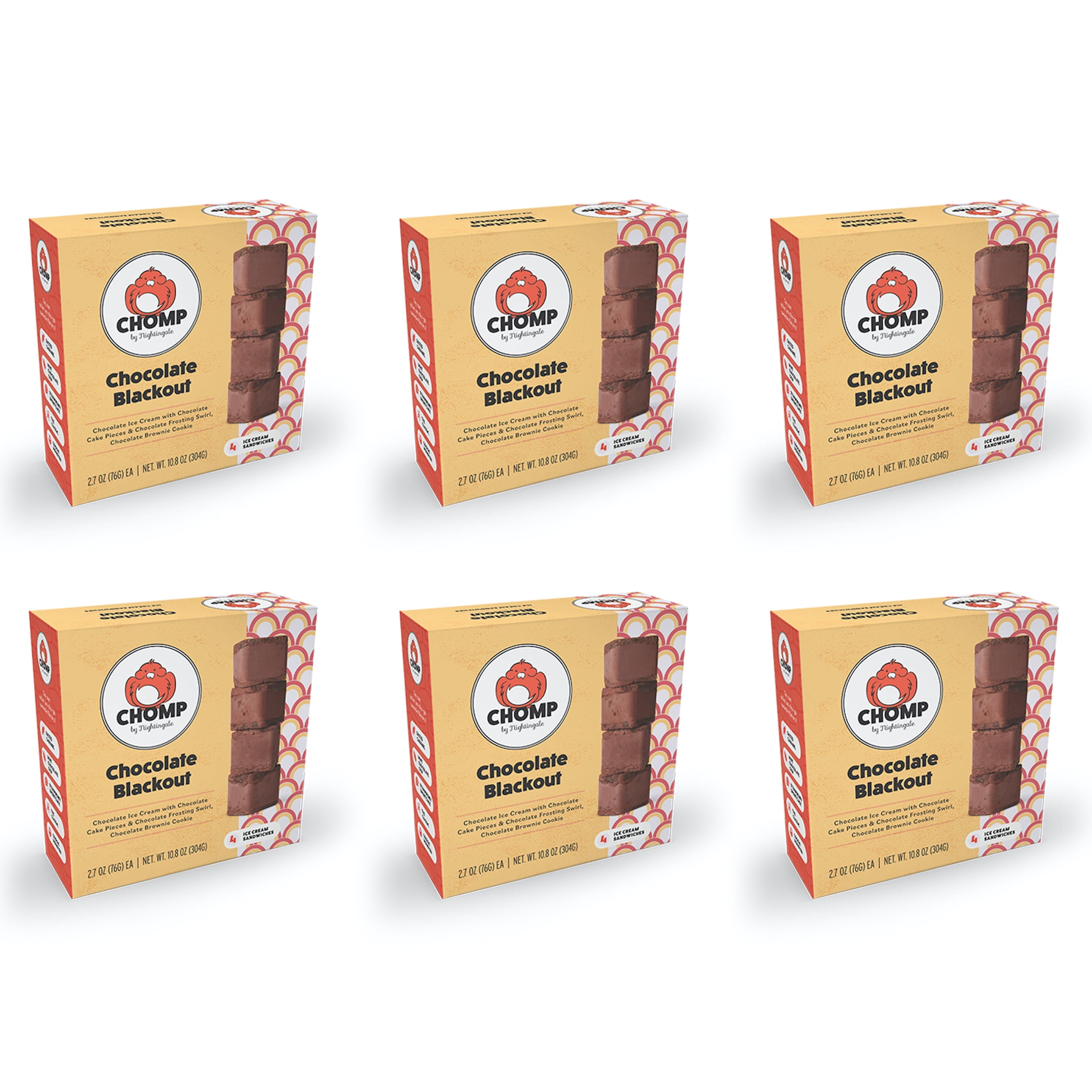 CHOMP by Nightingale, Chocolate Blackout Ice Cream Sandwiches, 4 Ice