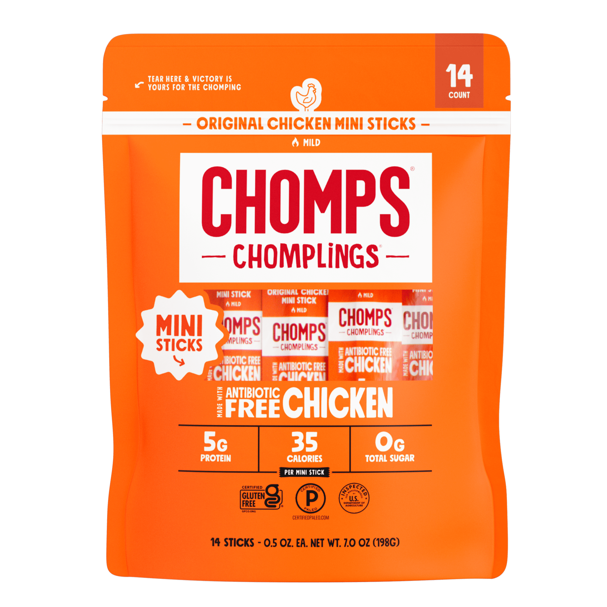Chomplings Original Chicken Mini Meat Snack Sticks, 14 Count