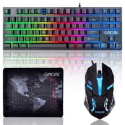 CHONCHOW Wired Gaming Keyboard and Mouse Combo, 87-Key Compact Rainbow LED Backlit Keyboard with 800-3200 DPI Mouse, Anti-Ghosting Multimedia Keys, Plug & Play for PC Laptop PS4 PS5 Xbox