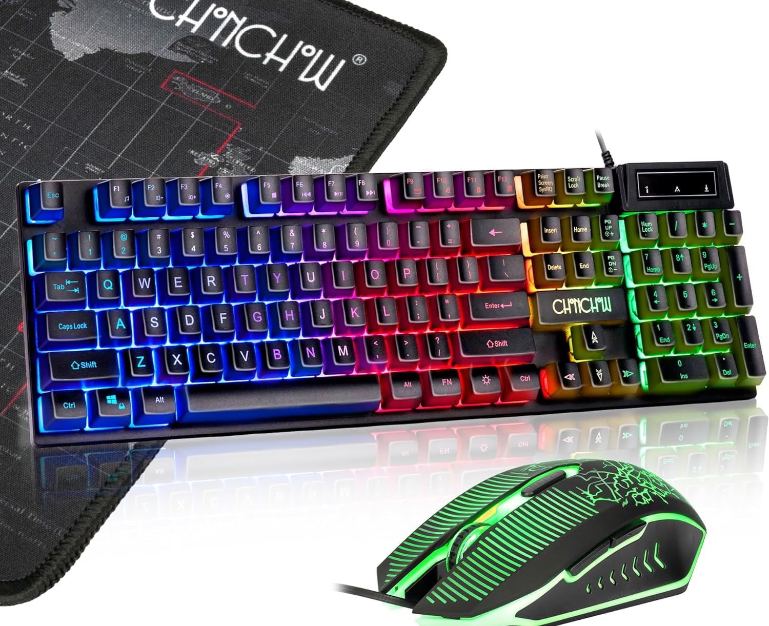 Chonchow Rgb Backlit Gaming Keyboard And Mouse Combo, Wired Usb Rainbow 