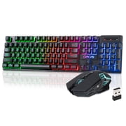 CHONCHOW Wireless Keyboard and Mouse Combo,Ergonomic Mechanical Feeling Keyboard, Rechargeable 2500mAh Battery, Anti-ghosting Keyboards 3600DPI Mice for PC Gamer