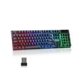 thumbnail image 1 of CHONCHOW Wireless Gaming Keyboard, Rechargeable 104 Key Rainbow LED Light Up Keyboard for PC PS4 PS5 Xbox One Laptop, Teclado inalmbrico, Black (Wireless), 1 of 7